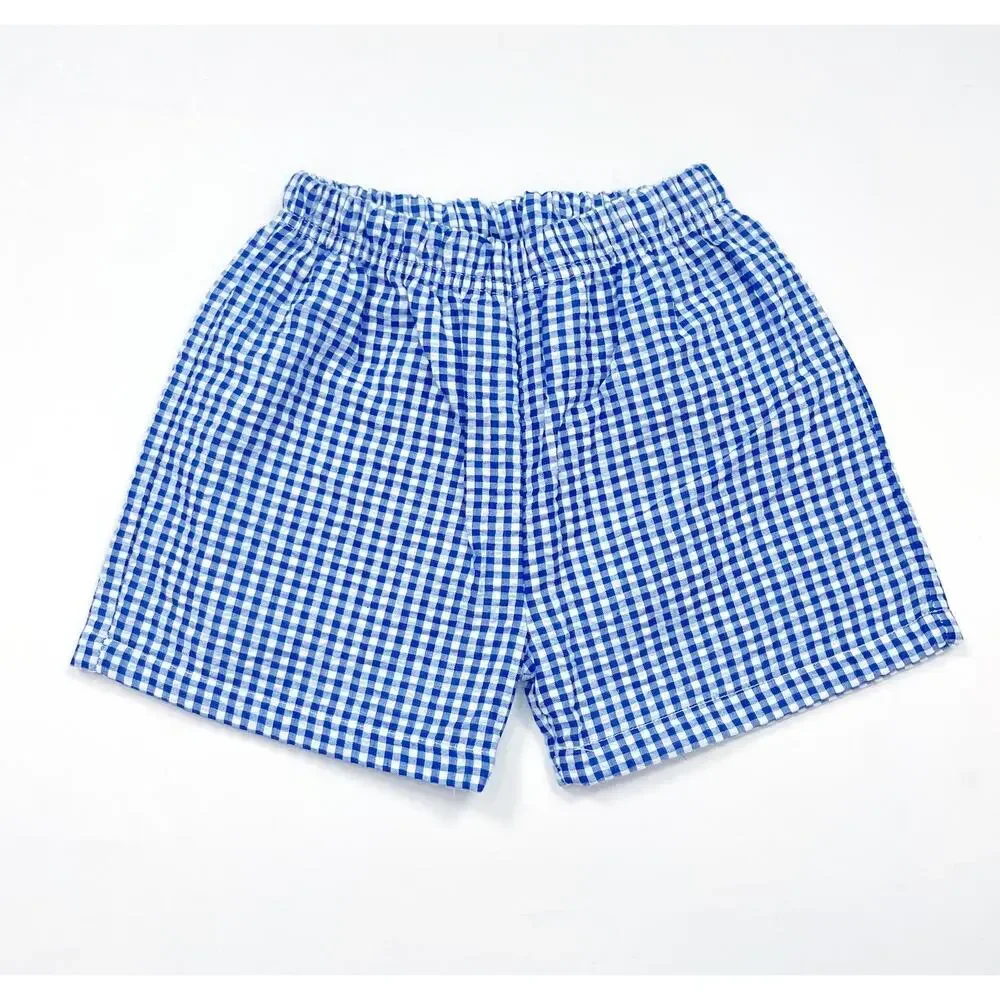 Classic Whimsy Happy Fourth Blue Gingham Short Set